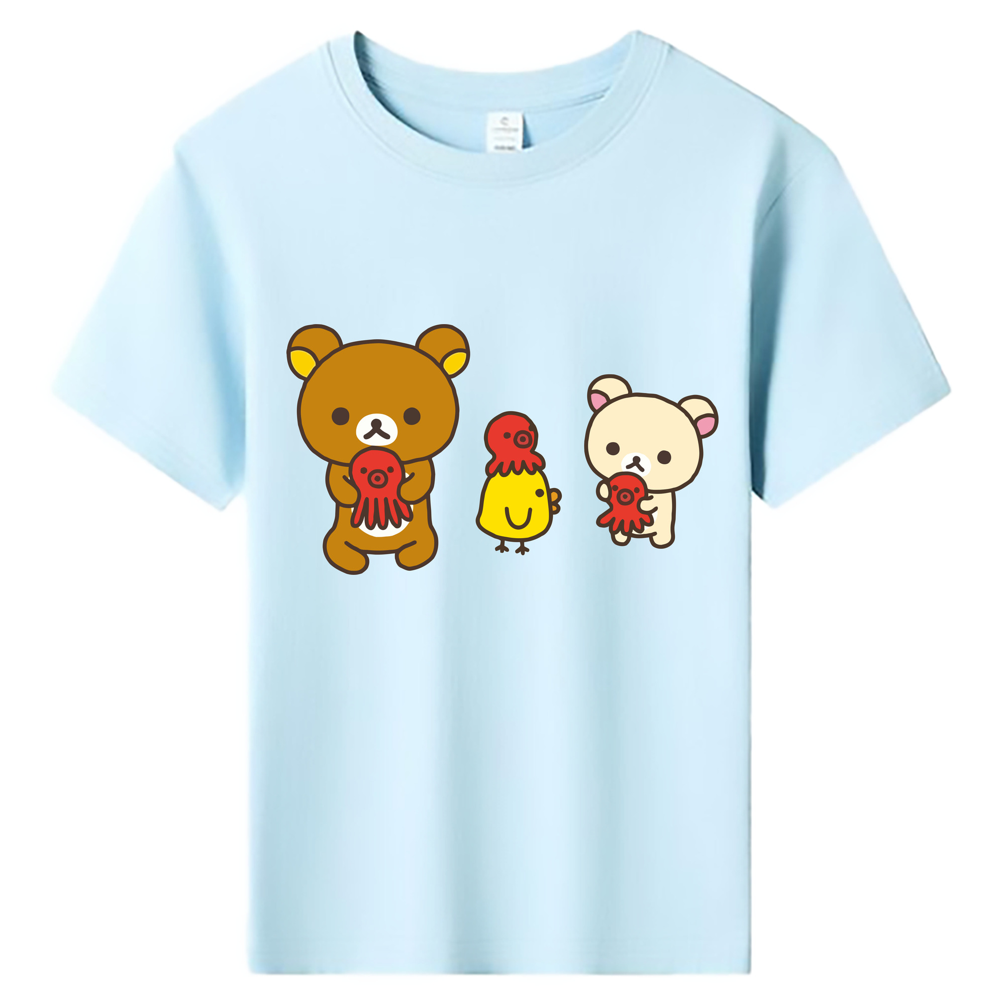 （画像用） リラックマ リラックマ キイロイトリ Rilakkuma Korilakkuma Kiiroitori 綿100％キッズTシャツ（フロントプリント）